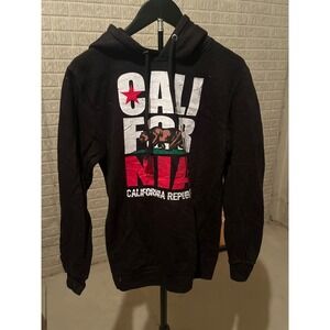 California Republic Graphic Hoodie‎ Black Bear Pullover Small S